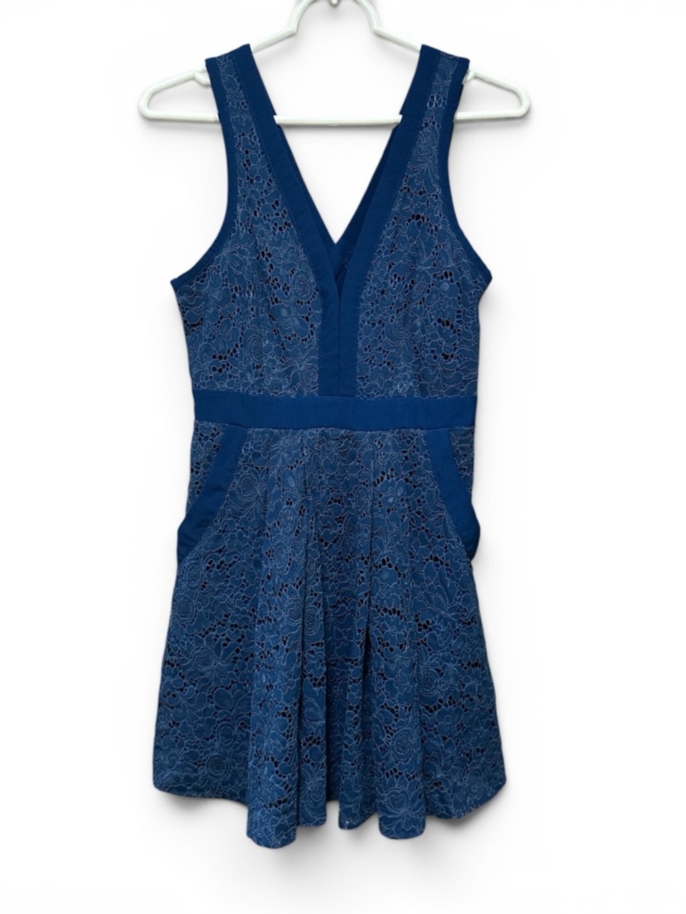 Free People Navy Lace Mini Dress — Like New. Size XS
